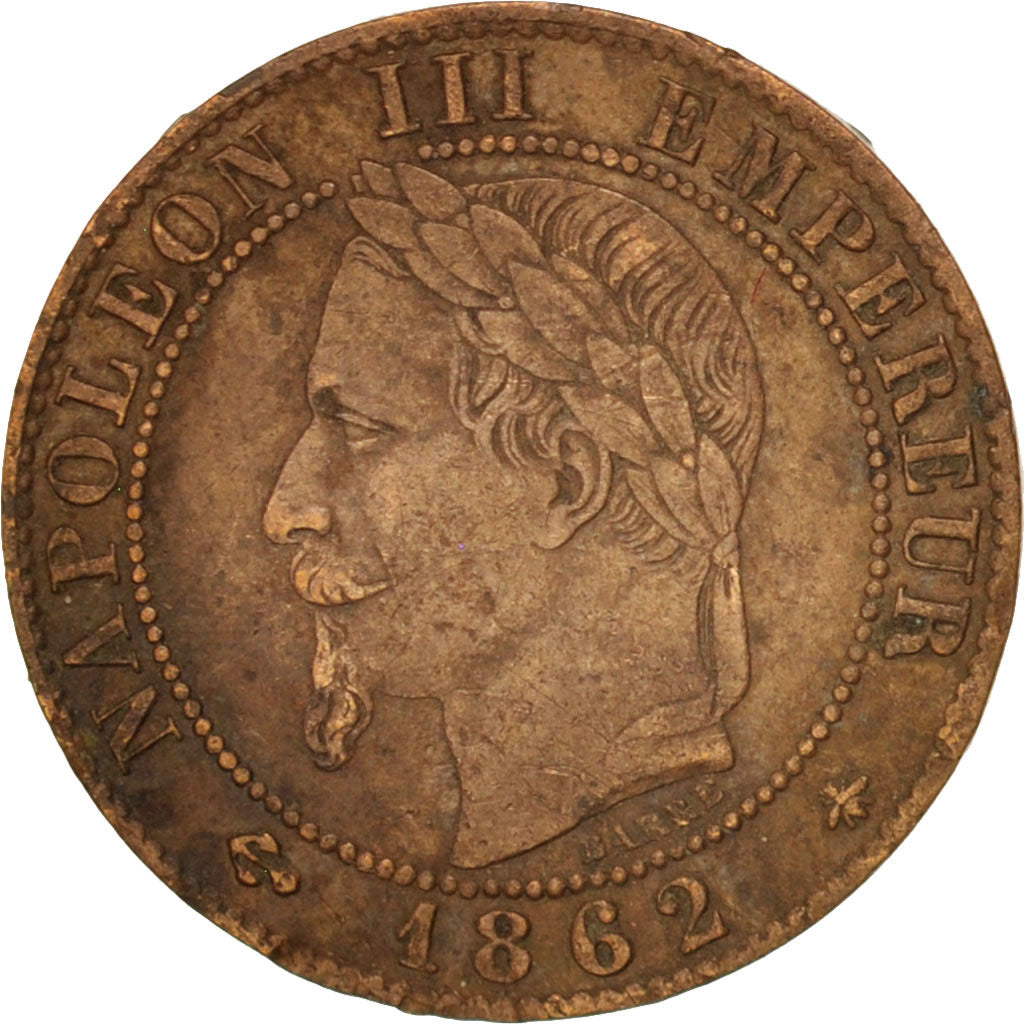 Moneta, Francia, Napoleon III, Napoléon III, Centime, 1862, Paris, MB+, Bronzo