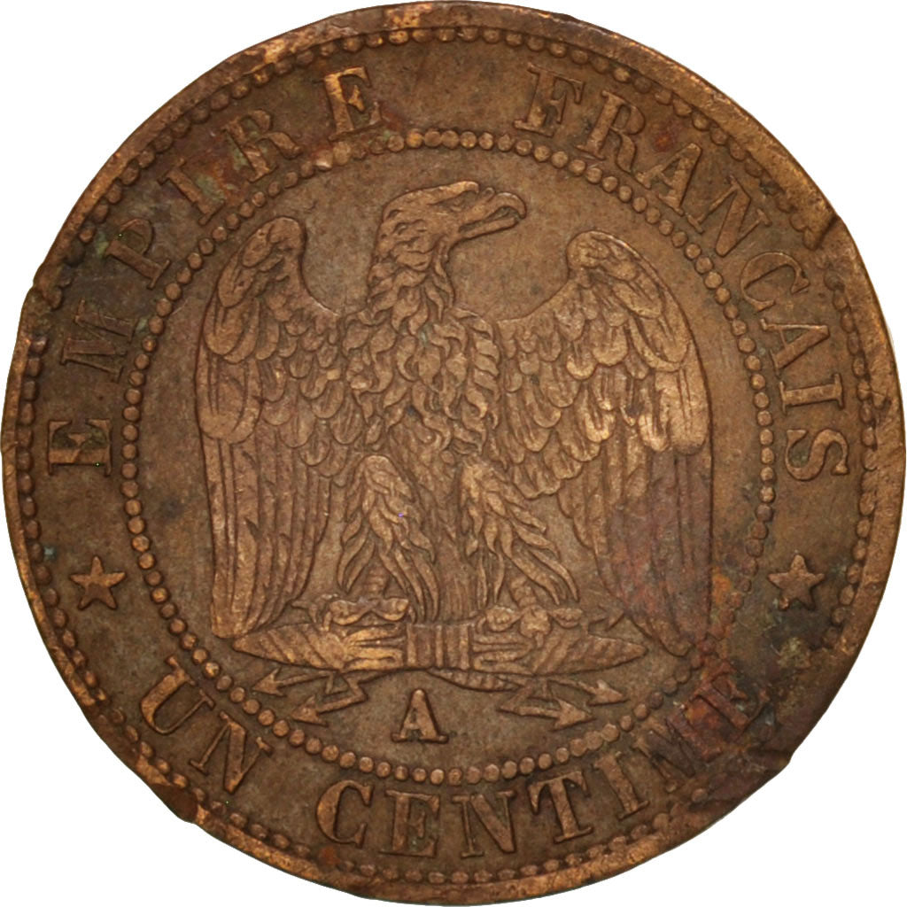 Moneta, Francia, Napoleon III, Napoléon III, Centime, 1862, Paris, MB+, Bronzo