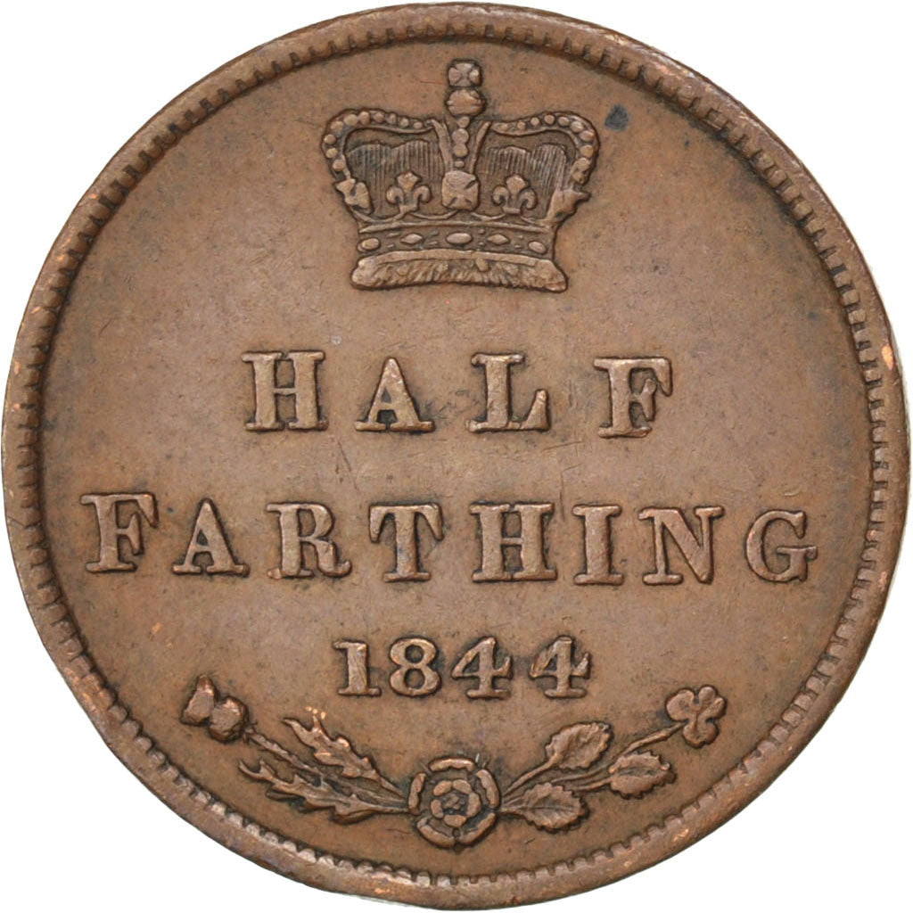 GREAT BRITAIN, 1/2 Farthing, 1844, KM #738, AU(50-53), Copper, 2.37