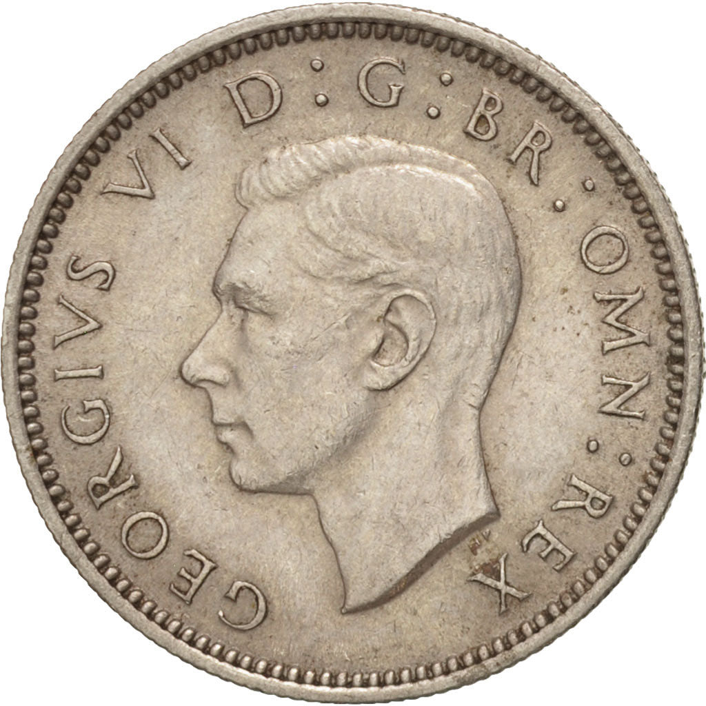 Coin, Great Britain, George VI, 6 Pence, 1951, AU(50-53), Copper-nickel, KM:875