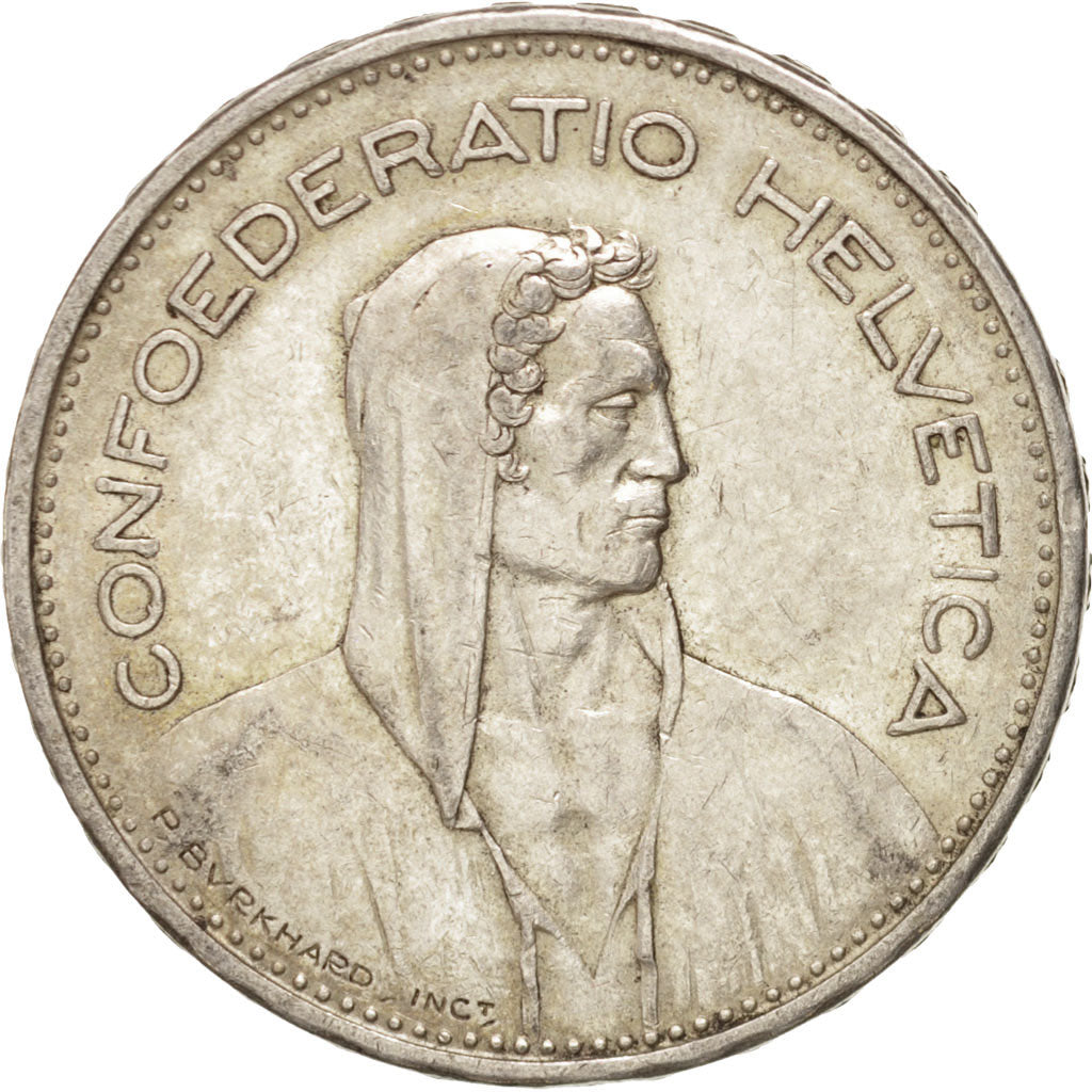 Switzerland, 5 Francs, 1939, Bern, AU(50-53), Silver, KM:40