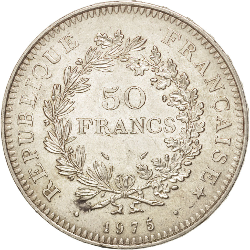 France, Hercule, 50 Francs, 1975, Paris, AU(50-53), Silver, KM:941.1