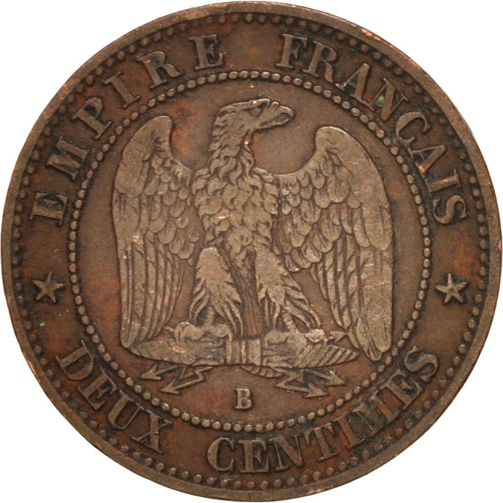 France, Napoleon III, Napoléon III, 2 Centimes, 1853, Rouen, VF(30-35), Bronze