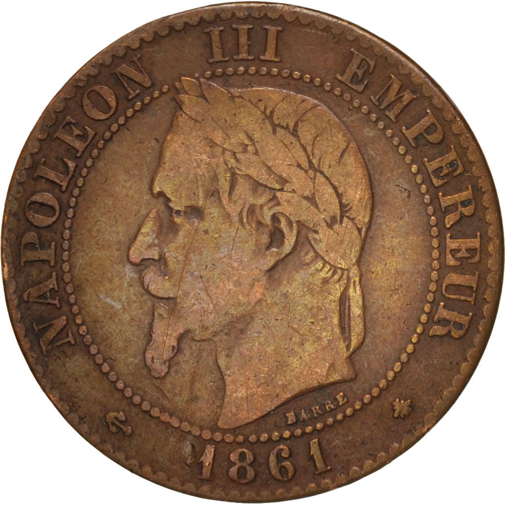 Coin, France, Napoleon III, Napoléon III, 2 Centimes, 1861, Paris, VF(30-35)