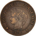 France, Cérès, 2 Centimes, 1878, Bordeaux, VF(30-35), Bronze, KM:827.2
