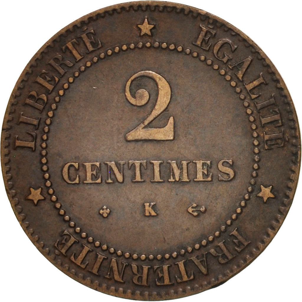 France, Cérès, 2 Centimes, 1878, Bordeaux, VF(30-35), Bronze, KM:827.2