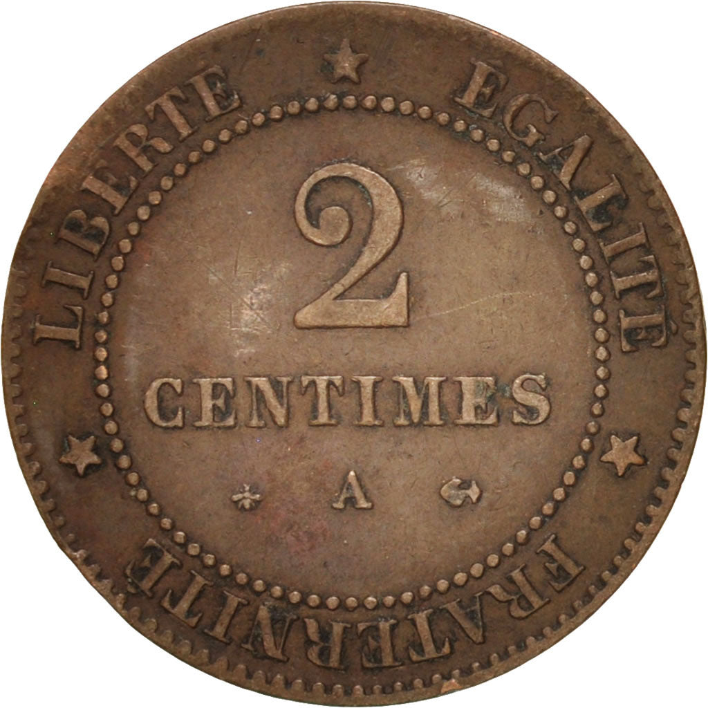 Moneta, Francja, Cérès, 2 Centimes, 1879, Paris, EF(40-45), Bronze, KM:827.1