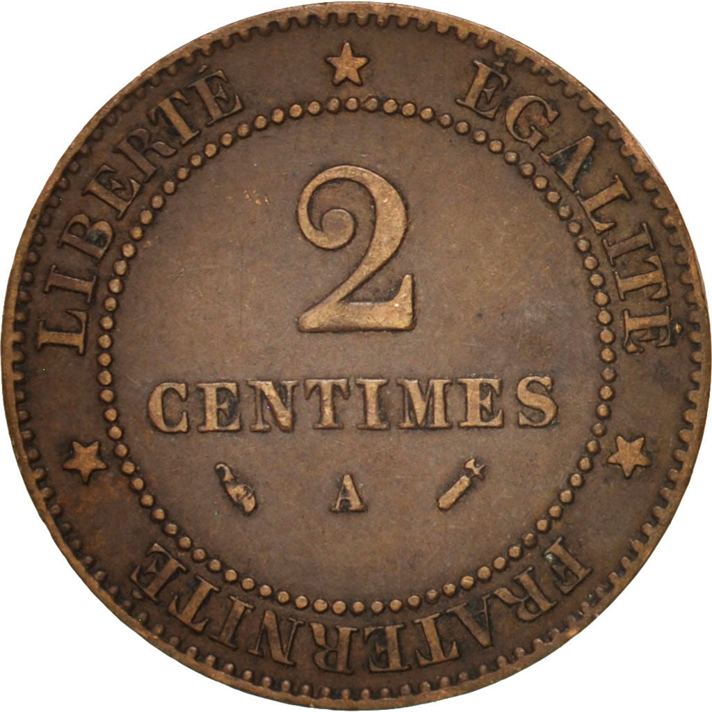 Moneda, Francia, Cérès, 2 Centimes, 1882, Paris, MBC, Bronce, KM:827.1