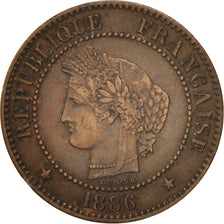 France, Cérès, 2 Centimes, 1886, Paris, EF(40-45), Bronze, KM:827.1