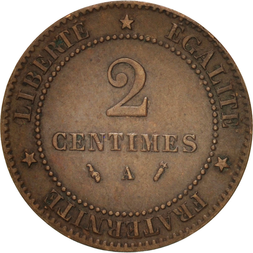 France, Cérès, 2 Centimes, 1886, Paris, EF(40-45), Bronze, KM:827.1