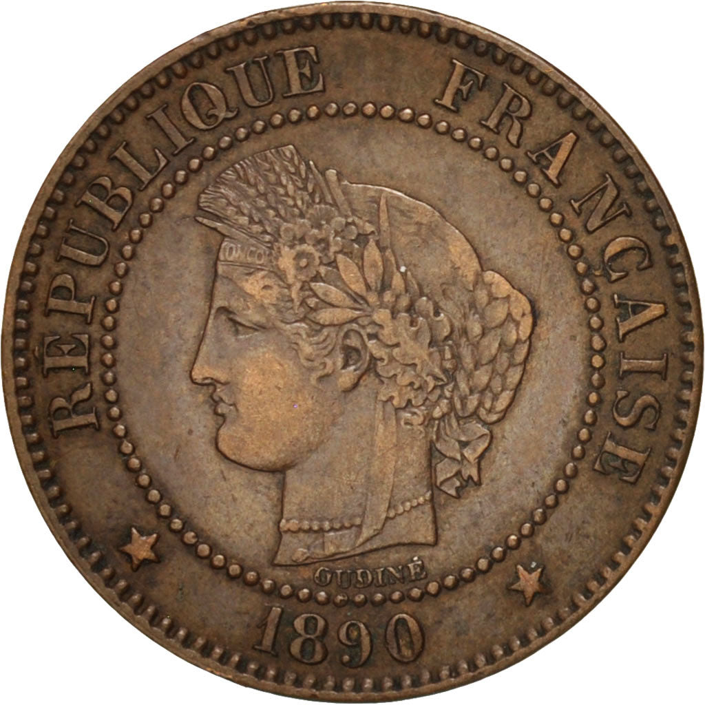 Coin, France, Cérès, 2 Centimes, 1890, Paris, EF(40-45), Bronze, KM:827.1