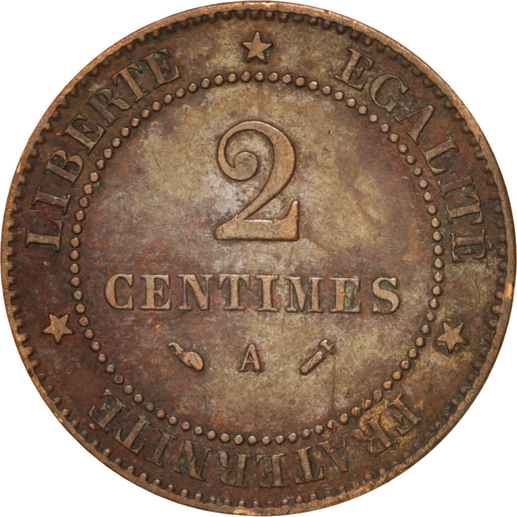 France, Cérès, 2 Centimes, 1890, Paris, EF(40-45), Bronze, KM:827.1, Gadoury105