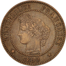 Coin, France, Cérès, 2 Centimes, 1890, Paris, AU(50-53), Bronze, KM:827.1