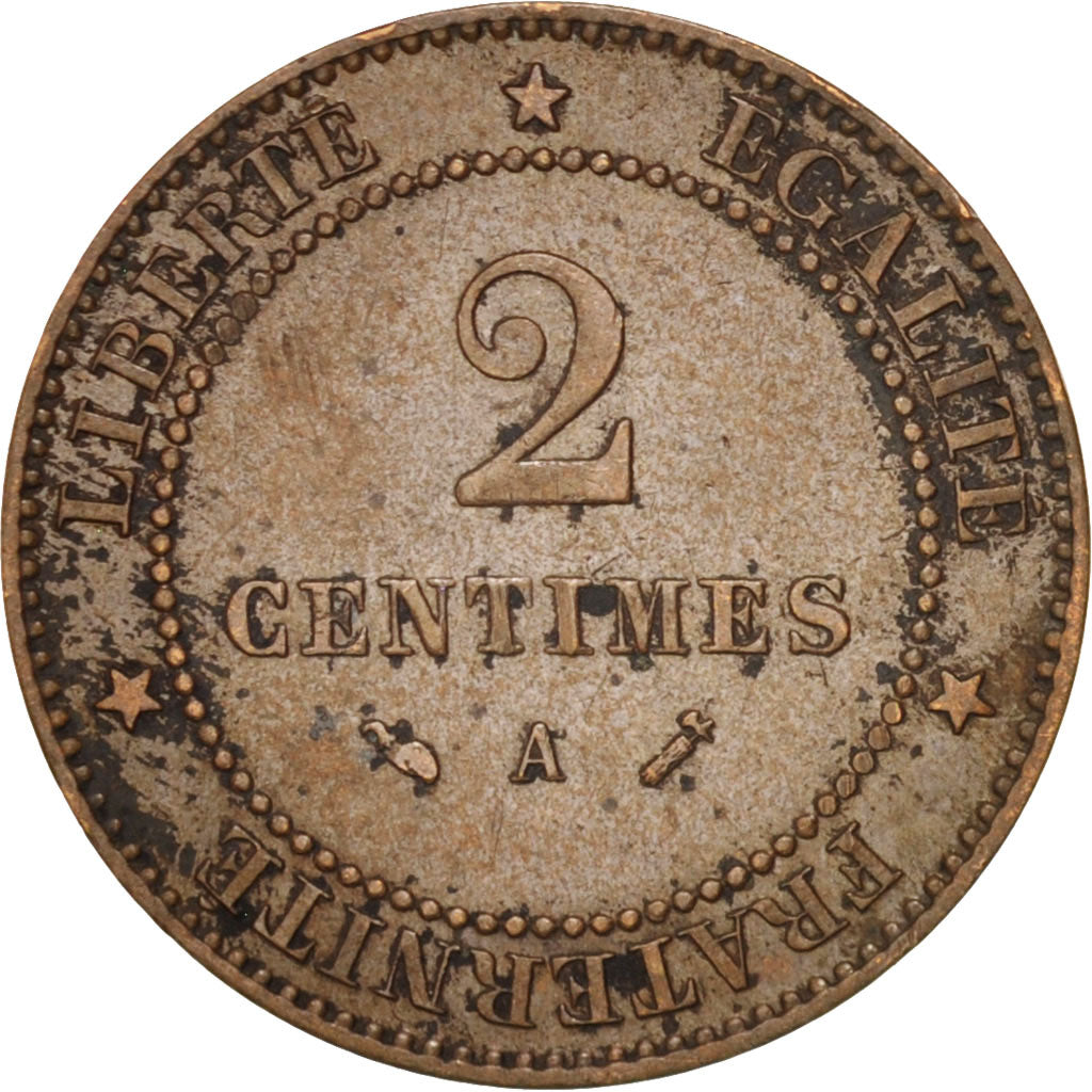 Coin, France, Cérès, 2 Centimes, 1890, Paris, AU(50-53), Bronze, KM:827.1