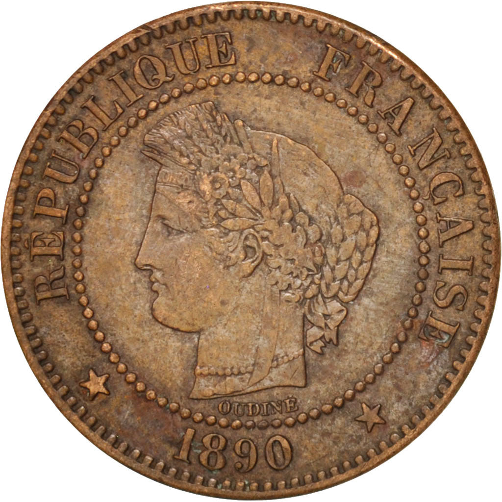 Coin, France, Cérès, 2 Centimes, 1890, Paris, AU(50-53), Bronze, KM:827.1