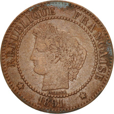 France, Cérès, 2 Centimes, 1891, Paris, VF(20-25), Bronze, KM:827.1
