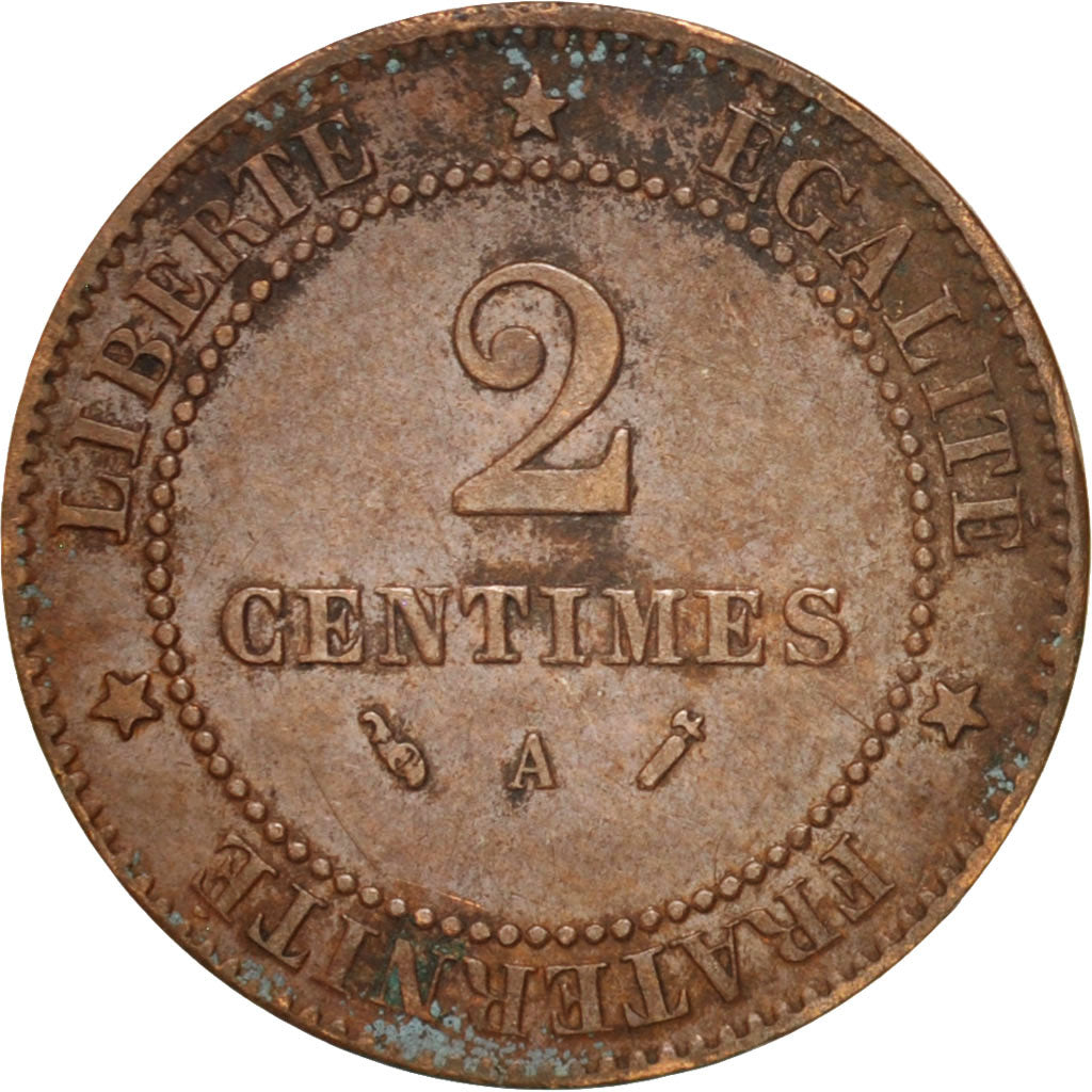 France, Cérès, 2 Centimes, 1891, Paris, VF(20-25), Bronze, KM:827.1