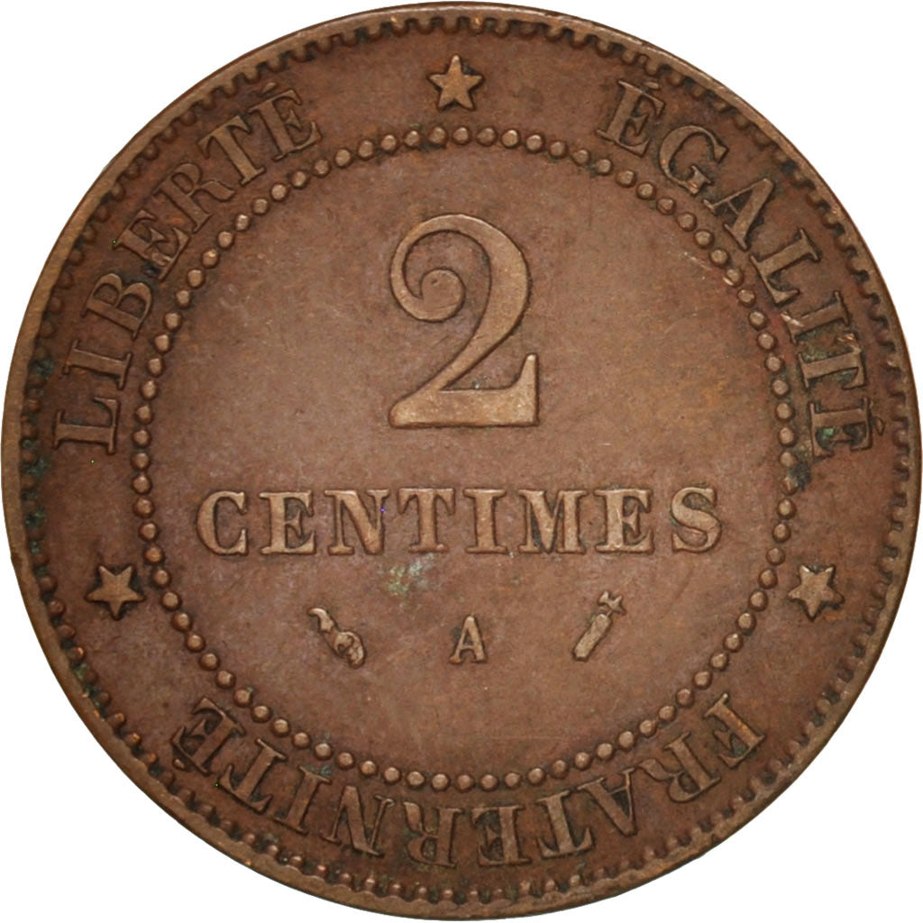 France, Cérès, 2 Centimes, 1891, Paris, VF(30-35), Bronze, KM:827.1
