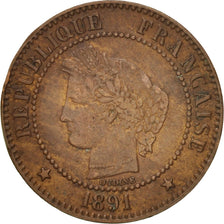 France, Cérès, 2 Centimes, 1891, Paris, EF(40-45), Bronze, KM:827.1