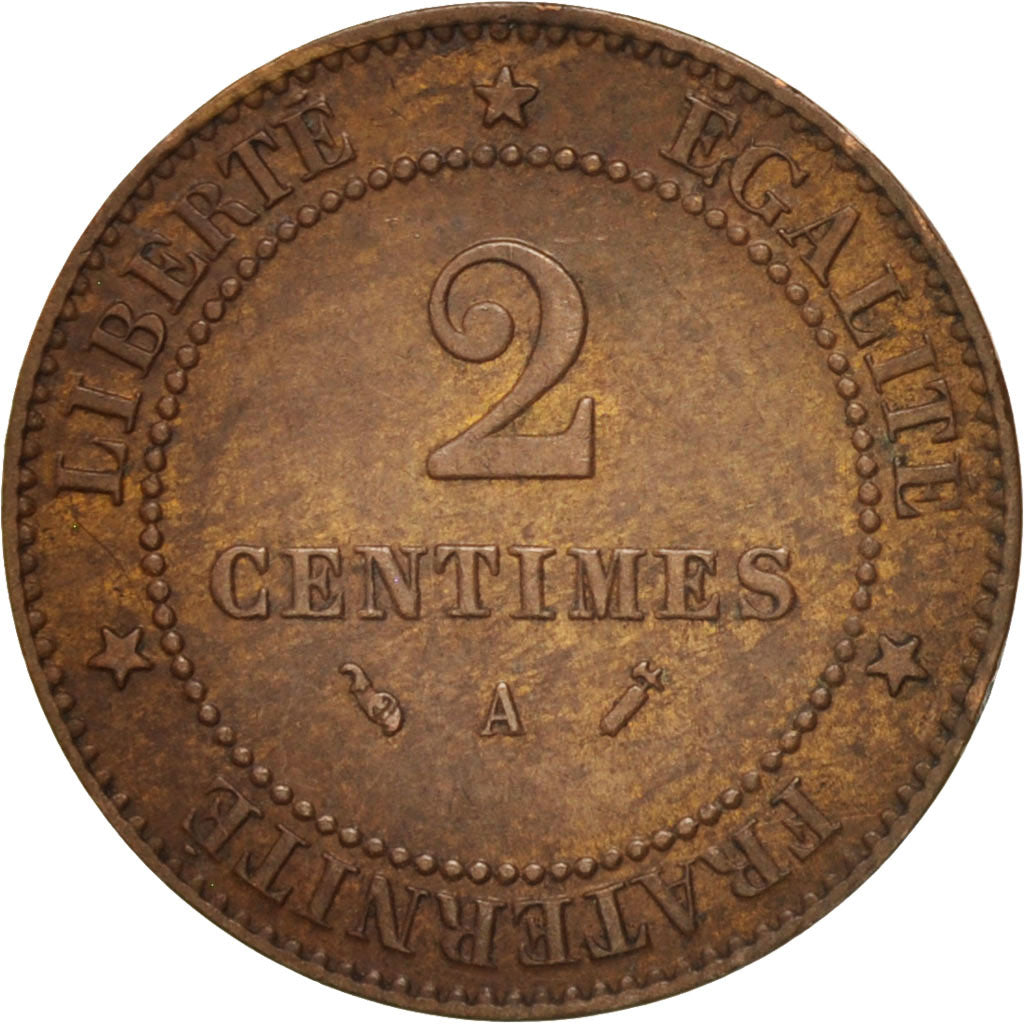 France, Cérès, 2 Centimes, 1891, Paris, EF(40-45), Bronze, KM:827.1