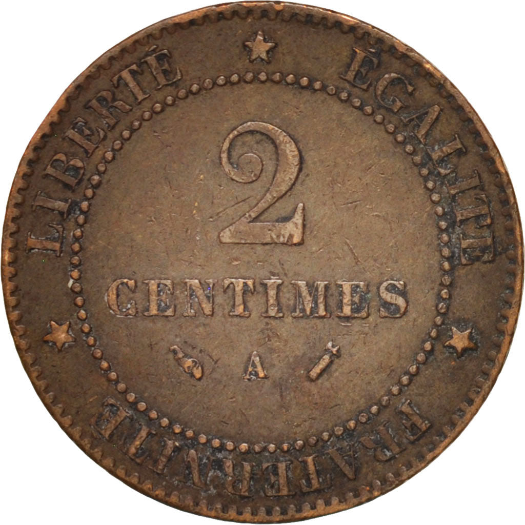 Coin, France, Cérès, 2 Centimes, 1893, Paris, VF(30-35), Bronze, KM:827.1