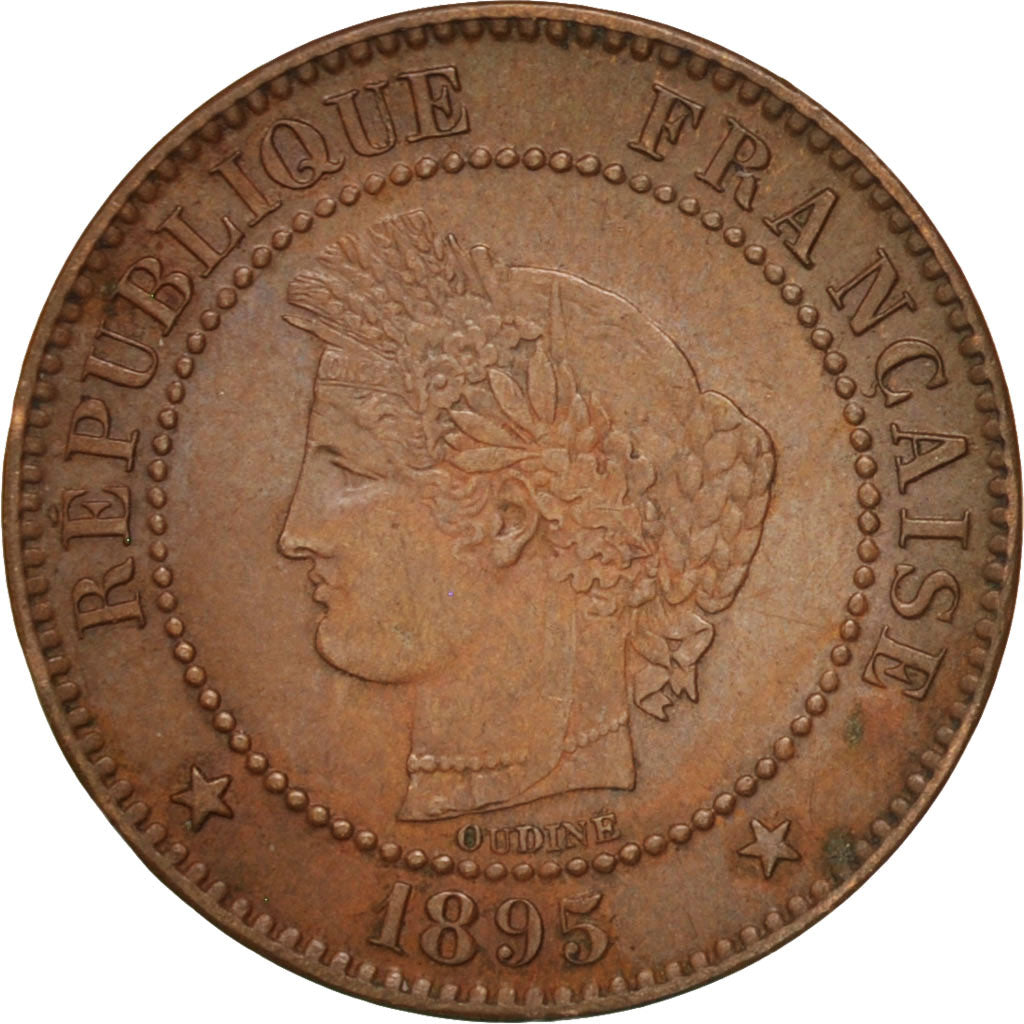 France, Cérès, 2 Centimes, 1895, Paris, AU(50-53), Bronze, KM:827.1