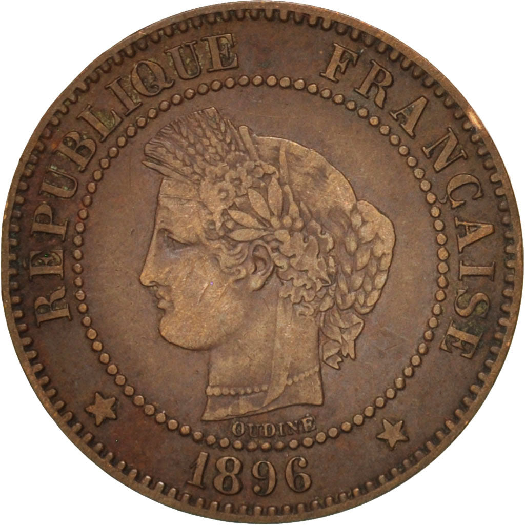 Moneta, Francia, Cérès, 2 Centimes, 1896, Paris, MB+, Bronzo, KM:827.1