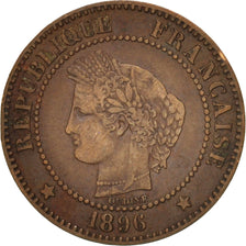 Moneta, Francia, Cérès, 2 Centimes, 1896, Paris, MB+, Bronzo, KM:827.1