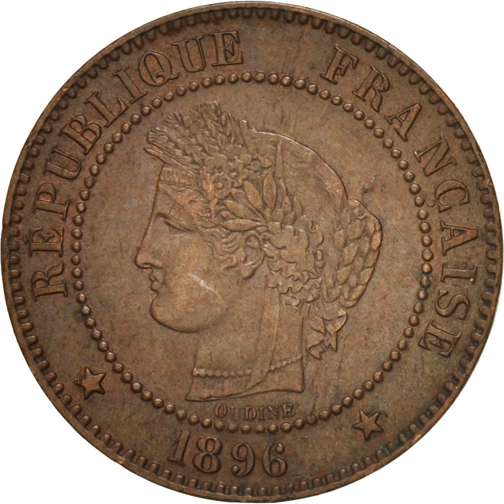 Moneta, Francja, Cérès, 2 Centimes, 1896, Paris, AU(50-53), Bronze, KM:827.1