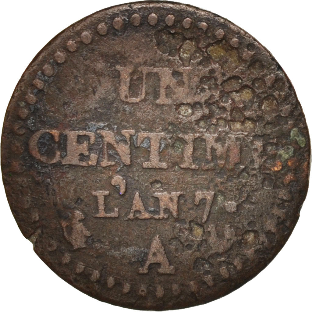 France, Dupré, Centime, 1798, Paris, VF(20-25), Bronze, KM:646, Gadoury:100