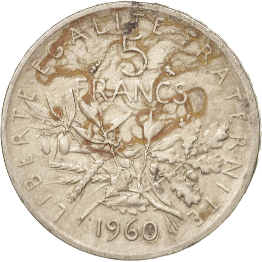 France, Semeuse, 5 Francs, 1960, Paris, EF(40-45), Silver, KM:926, Gadoury:770