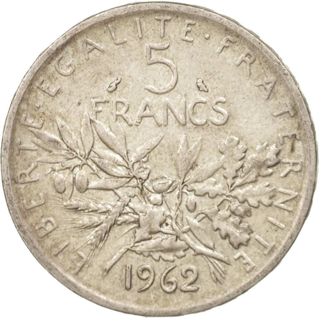 France, Semeuse, 5 Francs, 1962, EF(40-45), Silver, KM:926, Gadoury:770