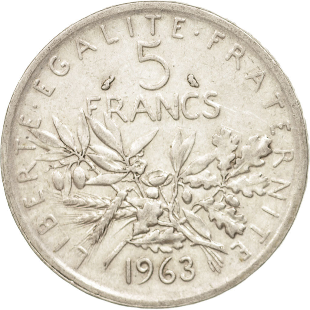 Moneta, Francia, Semeuse, 5 Francs, 1963, Paris, BB, Argento, KM:926