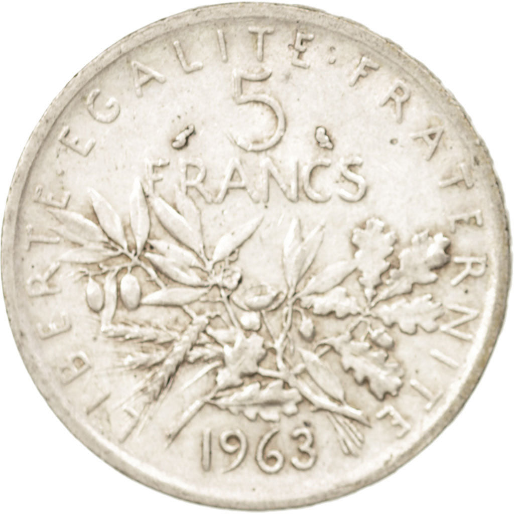 France, Semeuse, 5 Francs, 1963, Paris, EF(40-45), Silver, KM:926, Gadoury:770