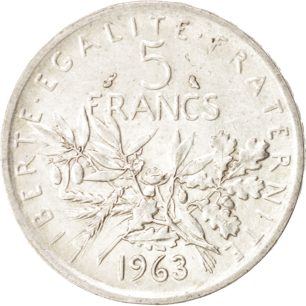 Coin, France, Semeuse, 5 Francs, 1963, Paris, AU(50-53), Silver, KM:926