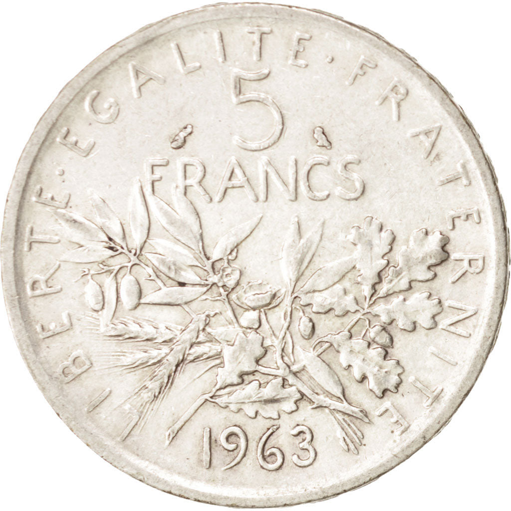 Coin, France, Semeuse, 5 Francs, 1963, Paris, AU(50-53), Silver, KM:926