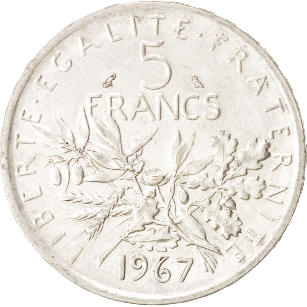 Francia, Semeuse, 5 Francs, 1967, BB+, Argento, KM:926, Gadoury:770P