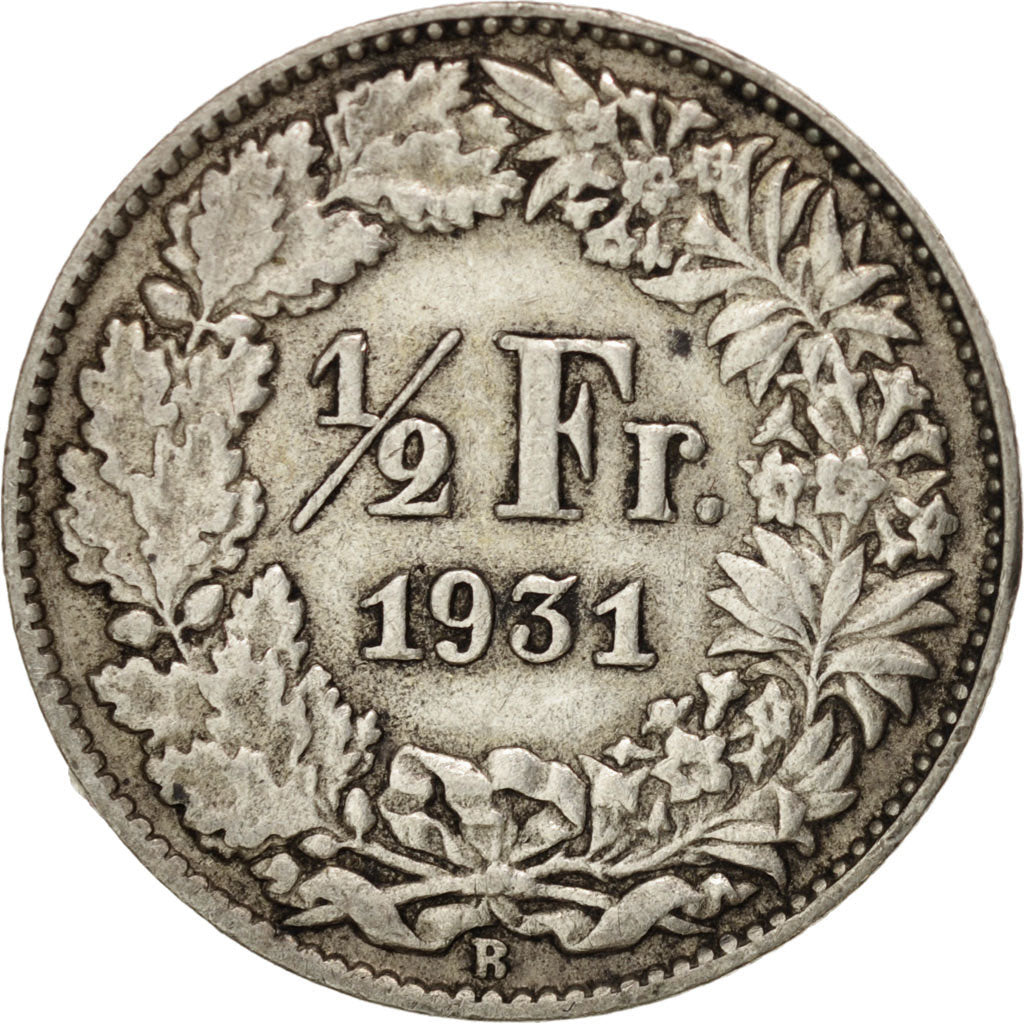 Coin, Switzerland, 1/2 Franc, 1931, Bern, EF(40-45), Silver, KM:23