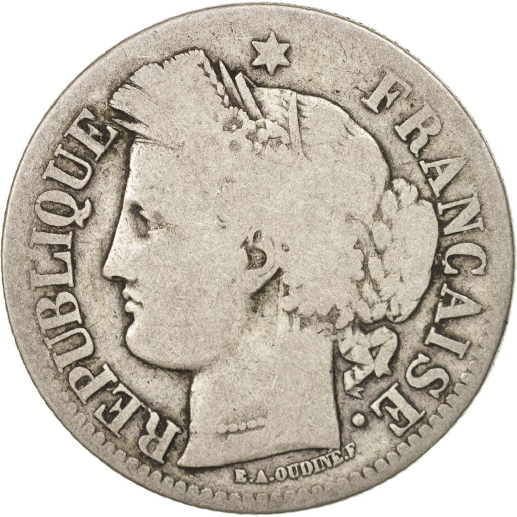 Monnaie, France, Cérès, 2 Francs, 1871, Bordeaux, B+, Argent, KM:816.2