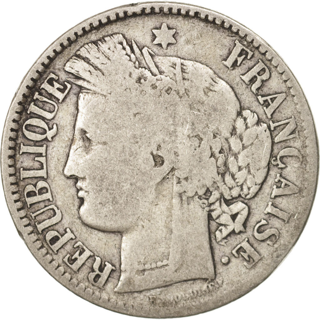 France, Cérès, 2 Francs, 1871, Bordeaux, F(12-15), Silver, KM:816.2