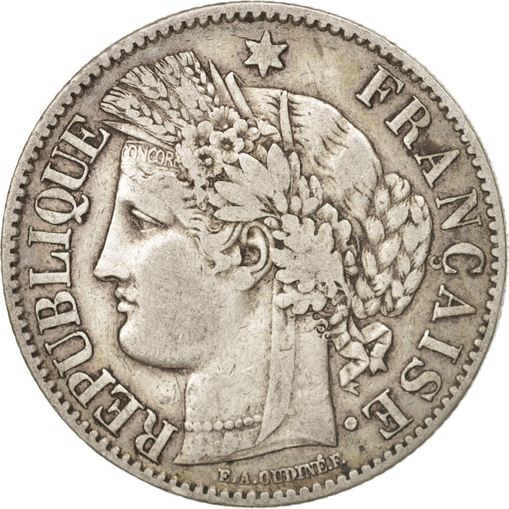 France, Cérès, 2 Francs, 1887, Paris, VF(30-35), Silver, KM:817.1
