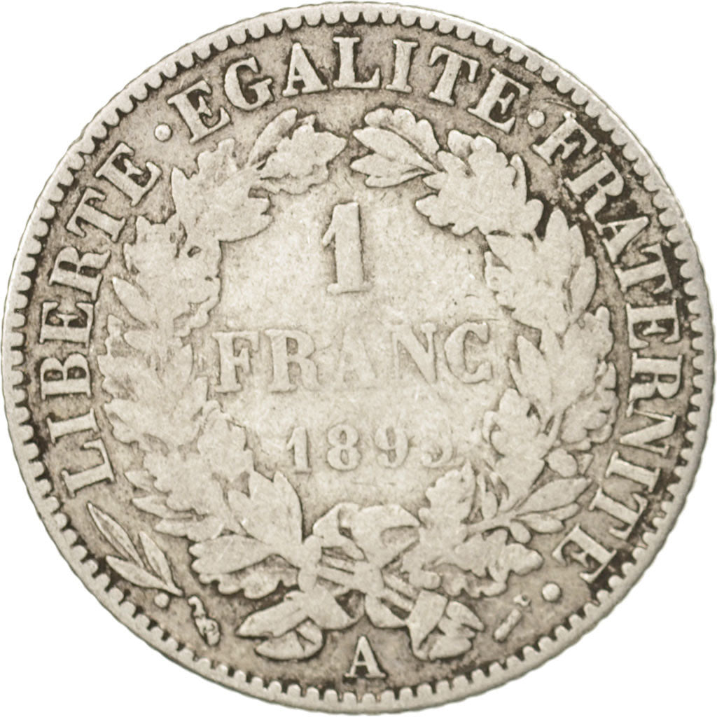 Monnaie, France, Cérès, Franc, 1895, Paris, TB, Argent, KM:822.1, Gadoury:465a