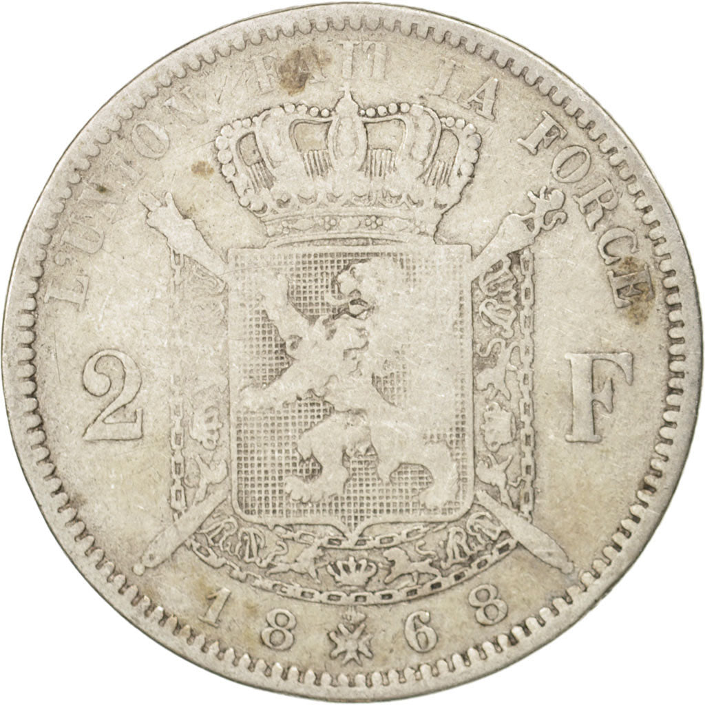 Belgium, Leopold II, 2 Francs, 2 Frank, 1868, VF(20-25), Silver, KM:30.1