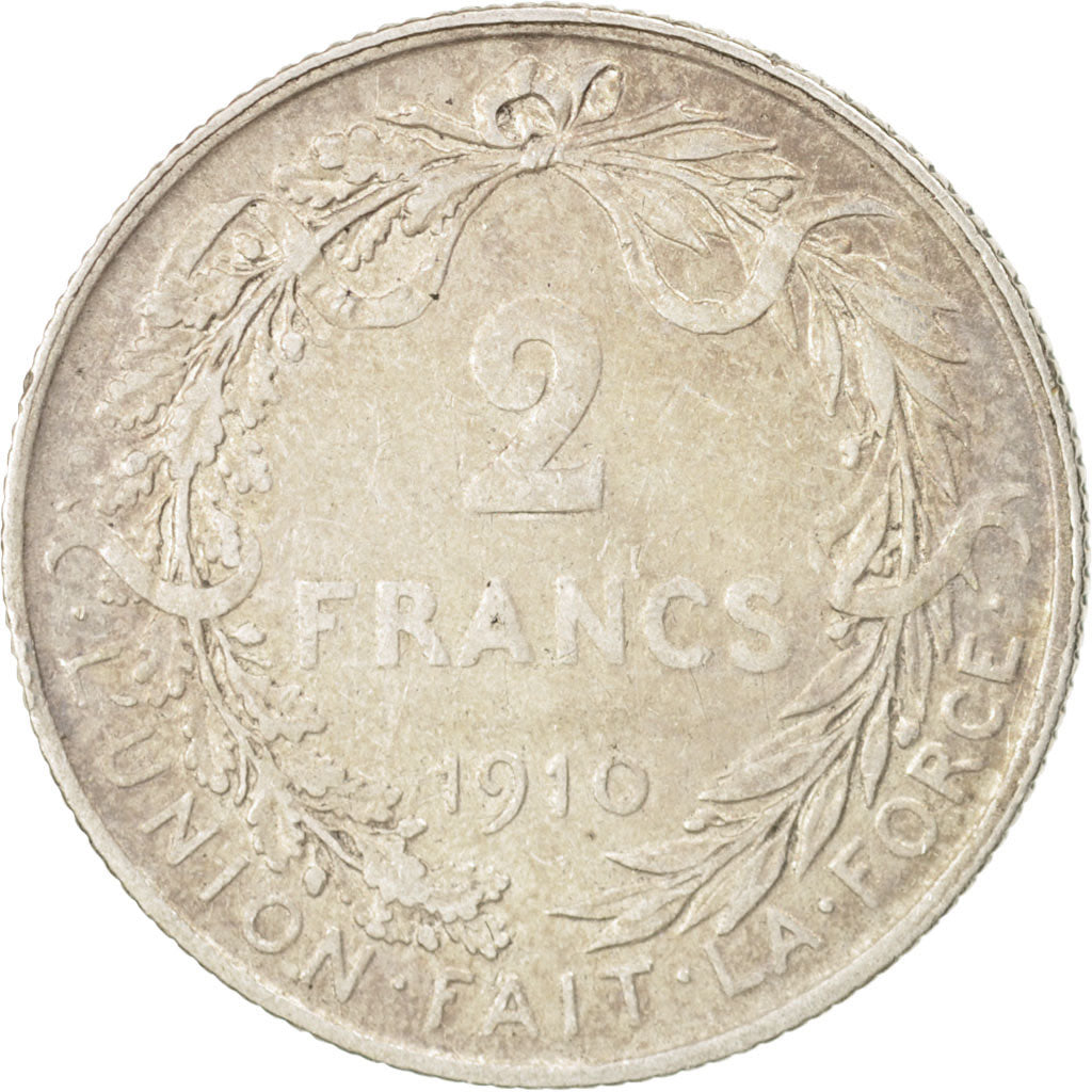 Coin, Belgium, 2 Francs, 2 Frank, 1910, EF(40-45), Silver, KM:74
