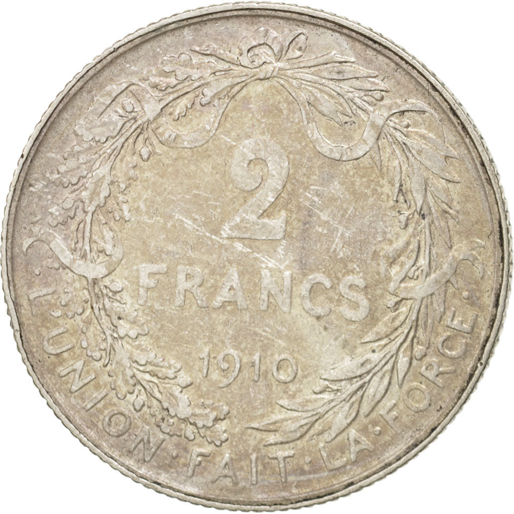 Belgium, 2 Francs, 2 Frank, 1910, EF(40-45), Silver, KM:74