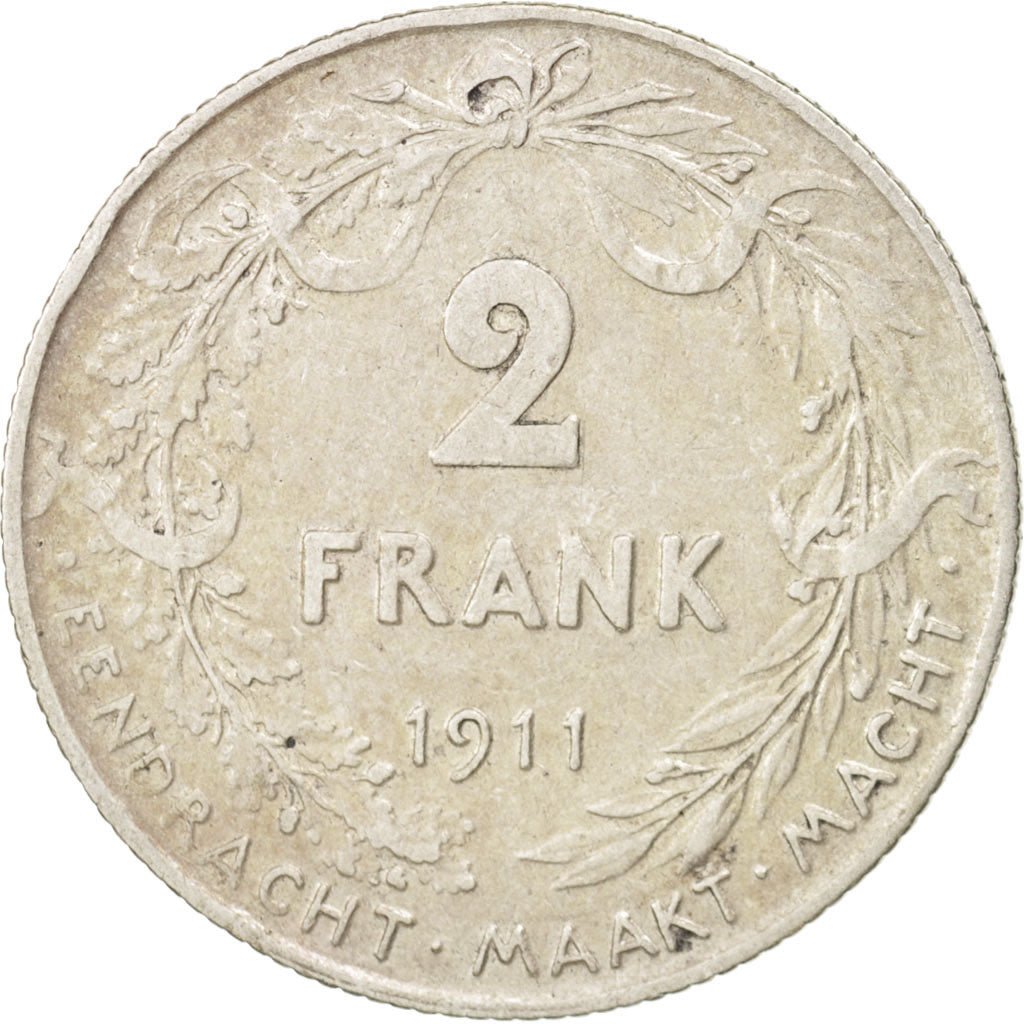 Belgium, 2 Francs, 2 Frank, 1911, VF(30-35), Silver, KM:75