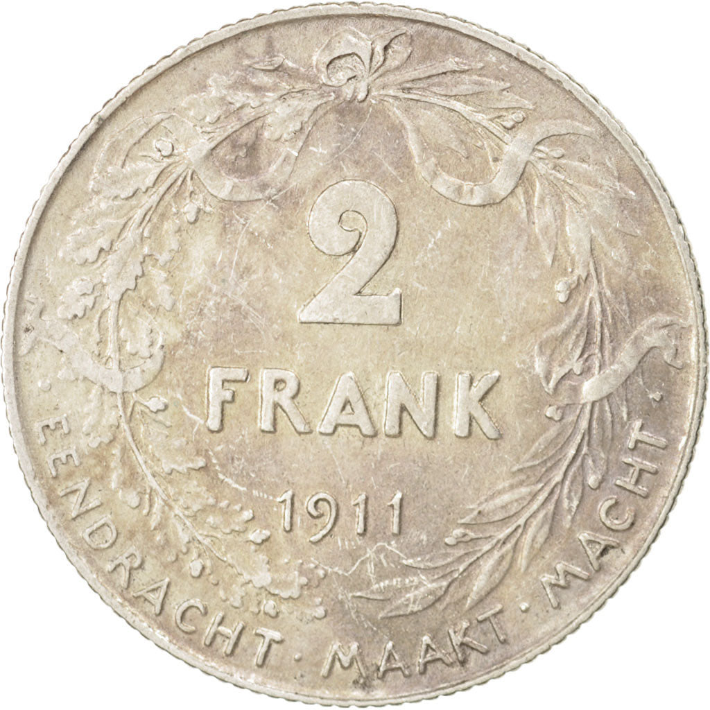 Belgium, 2 Francs, 2 Frank, 1911, EF(40-45), Silver, KM:75