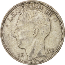 Belgium, 20 Francs, 20 Frank, 1934, EF(40-45), Silver, KM:105