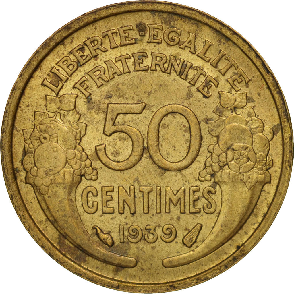 Moneda, Francia, Morlon, 50 Centimes, 1939, Paris, EBC, Aluminio - bronce