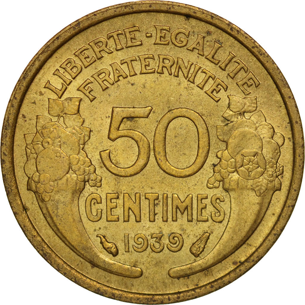 Coin, France, Morlon, 50 Centimes, 1939, Paris, MS(60-62), Aluminum-Bronze